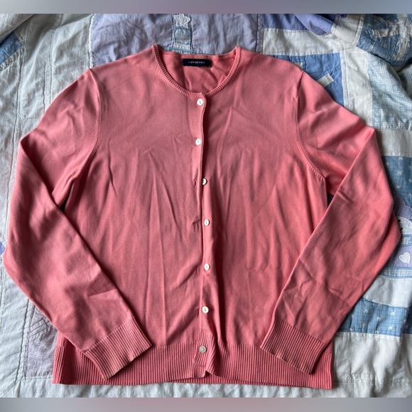 Vintage Lands’ End Pink Cotton Button Preppy Cardigan Cottagecore Sweater Medium - Picture 12 of 12